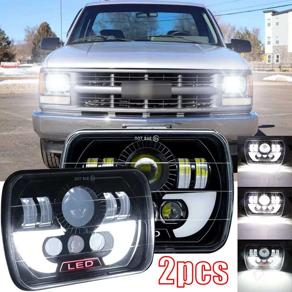 

Auto Headlight Finde 5X7" 7x6 Inch Car LED Headlight DRL Brightest Hi-Low Beam Car For Toyota Pickup Truck Car Light Accessories