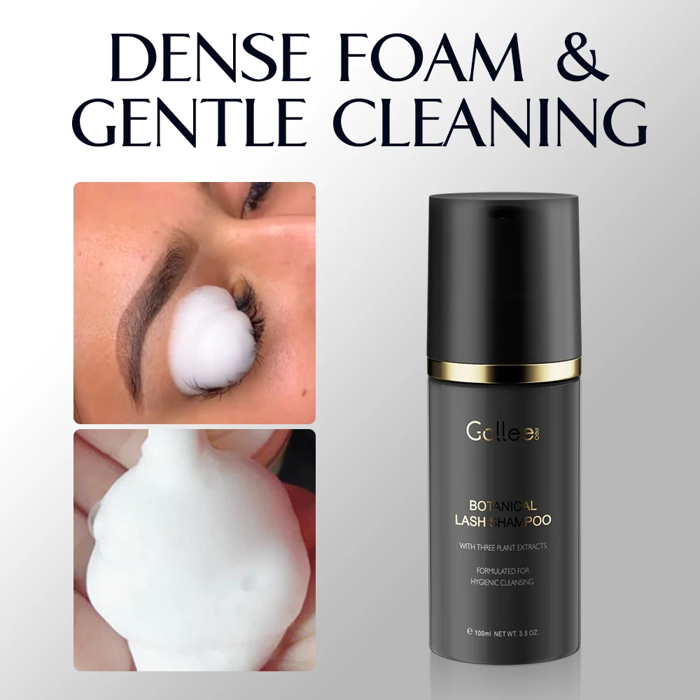 Gollee 100ml Lash Foam with Brush Mousse Fragrance of Flowers Eyelash Shampoo Gentle Cleansing Eyelash Extensions Artist Makeup