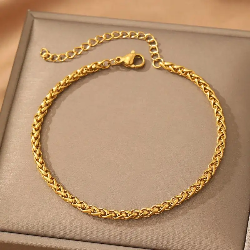 Stainless Steel Rope Chain Bracelet Hip Hop Glossy Finish Adjustable Trendy Jewelry for Women Graduation Gift Choice