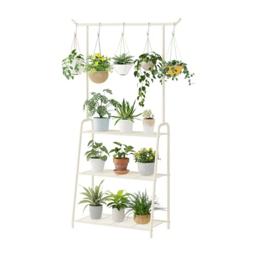 

Металлическая подставка для растений для дома и улицы, 3-ярусная, высокая, для нескольких растений, большая, усиленная, для цветов