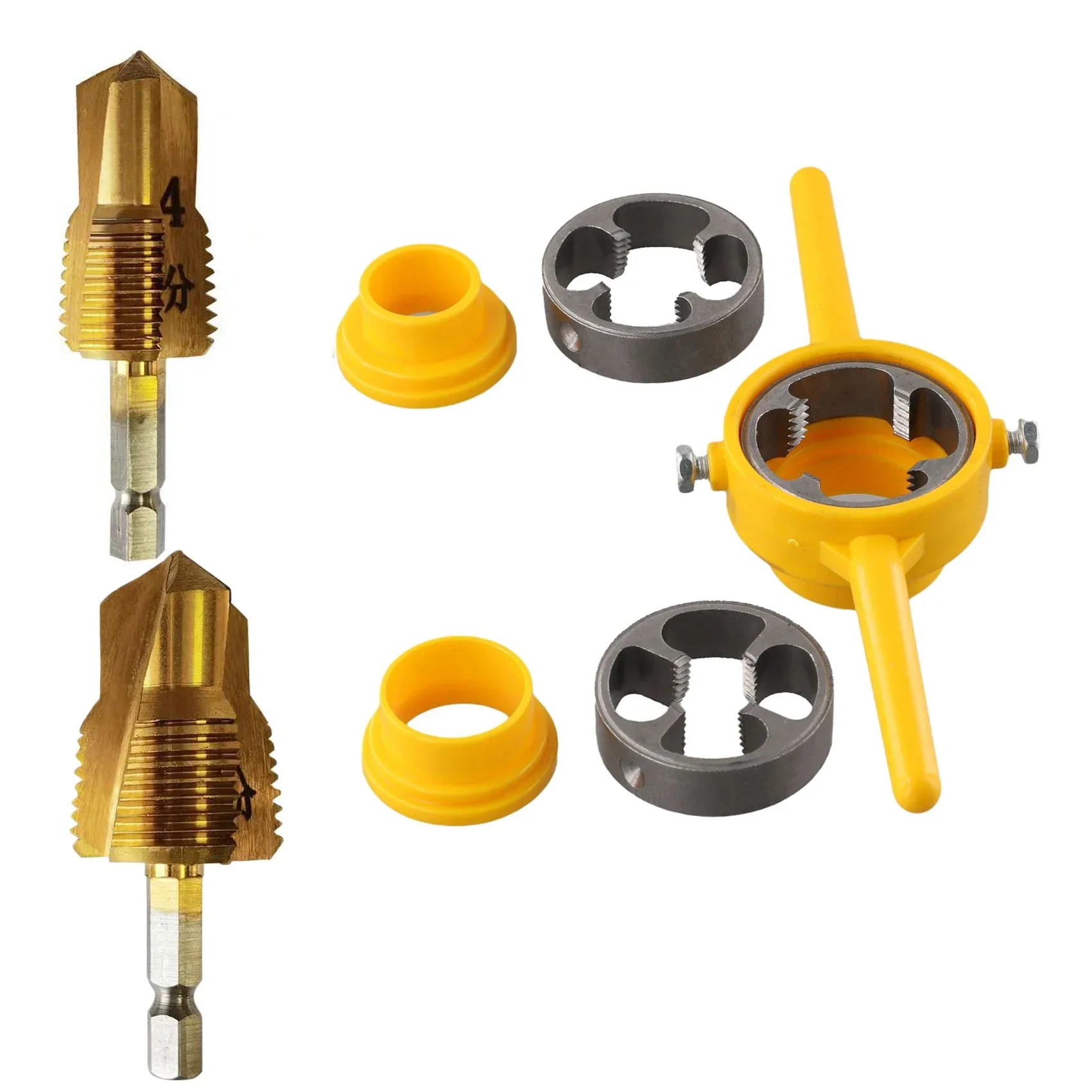 

PPR Drill Bit With PVC Pipe Threader 1/2In 3/4In 1Inch Dies Pipe Threader Three Blade Drill Bit Hole Opener Repair Tool