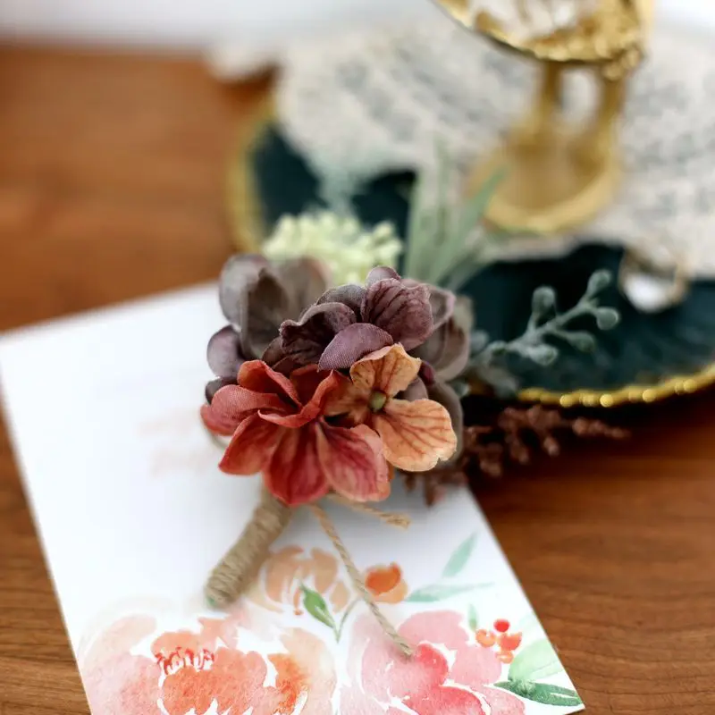 Café pulso Corsage para o casamento, Boutonnieres, Acessórios do casamento, Acessórios do casamento