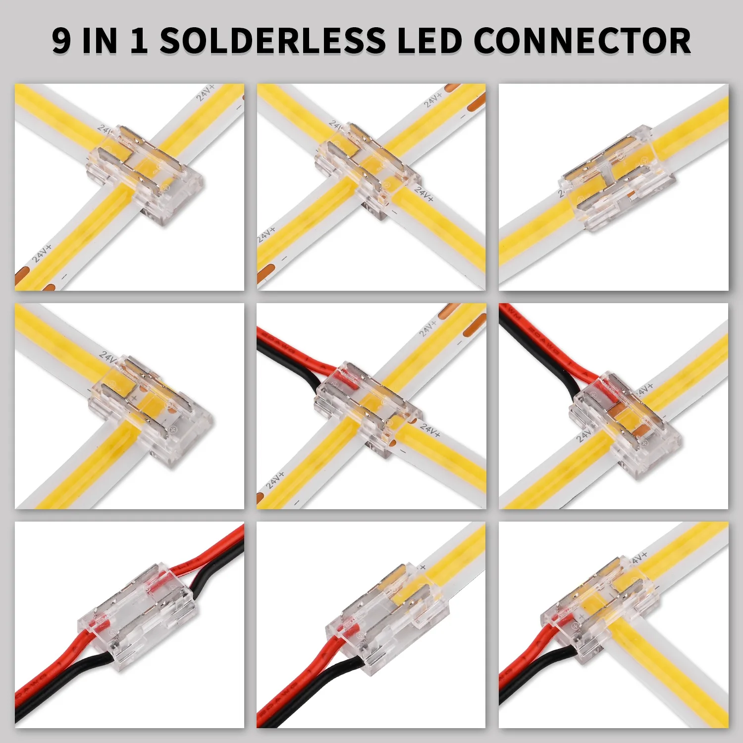 8 قطعة لحام LED موصل 9 في 1 موصلات شفافة L T X شكل DIY 15 سنتيمتر سلك ل 2pin 8 مللي متر 10 مللي متر COB LED قطاع أضواء #2