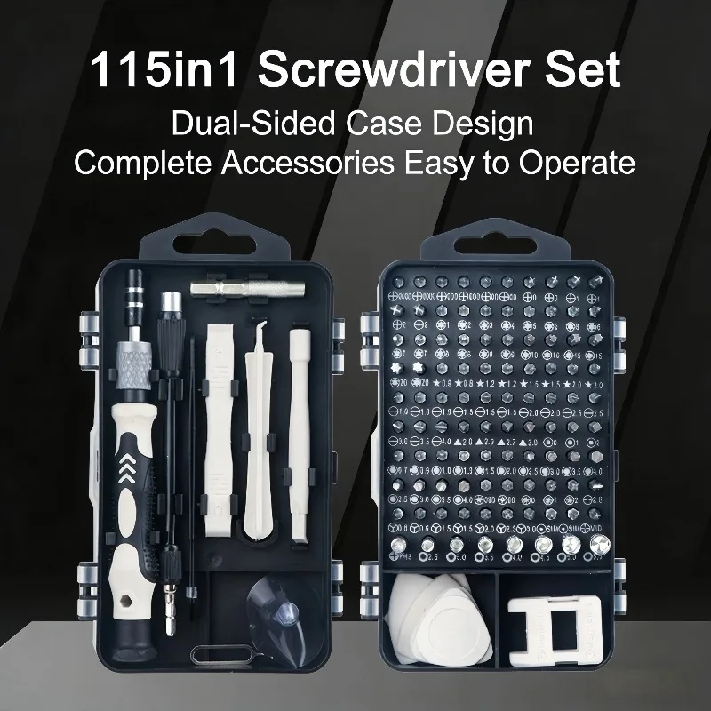 

Набор прецизионных отверток 115-в-1 с магнитной рукояткой для ремонта смартфонов, DIY, электроники — многофункциональный ручной инструмент