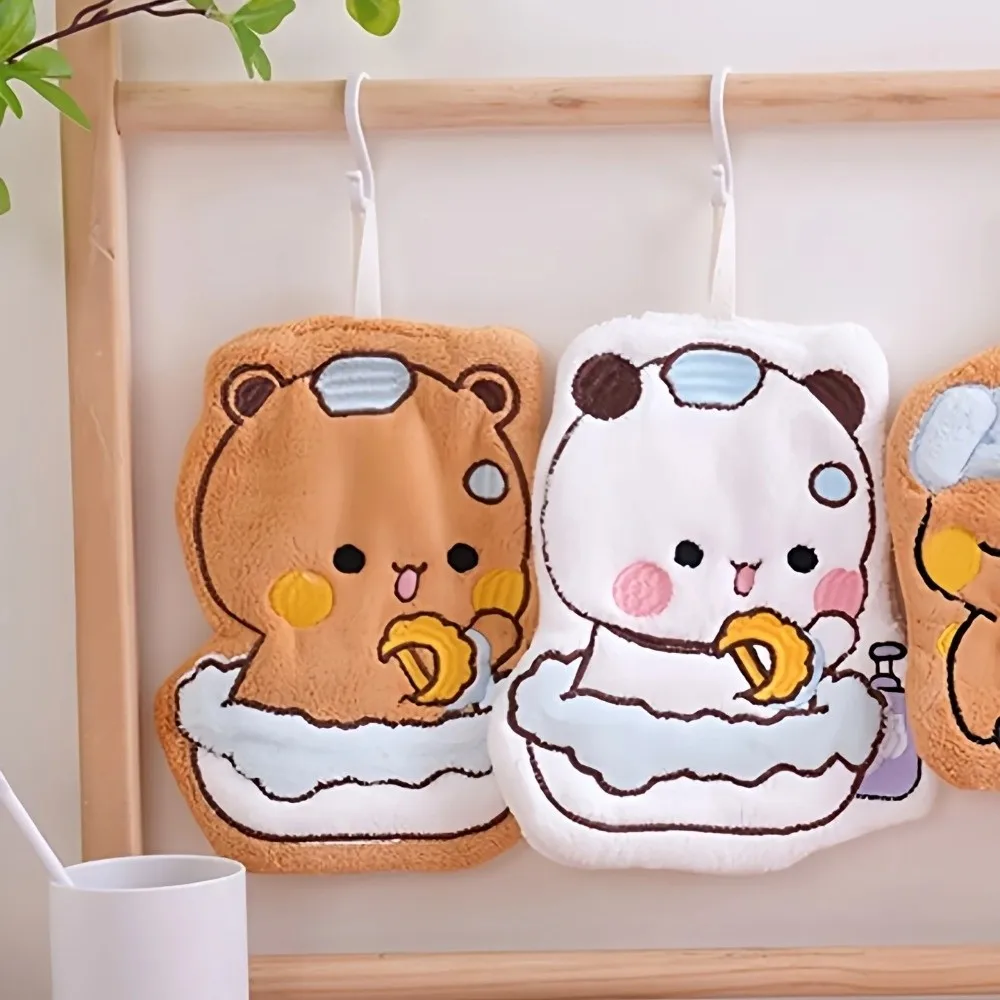 

New Kawaii Cartoon Hand Towel Bubu Dudu Thick Absorbent Wipe Cloth Hanging Towel Coral Velvet Bathroom Hand Cloth