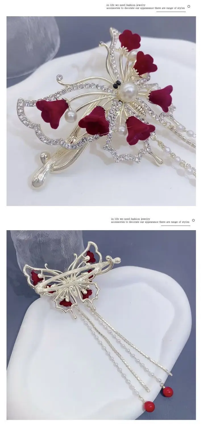 Top Verkauf Frauen Blume Quaste Twisted Haar Clip Hinterkopf Haarspangen Weibliche Süße Haarnadeln Neue Kopfbedeckungen Zubehör – Detail 7