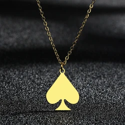 Kinitial Stainless Steel Necklaces Dainty Jewelry Playing Card Hearts Poker Spade Pendant Necklace Party Gift