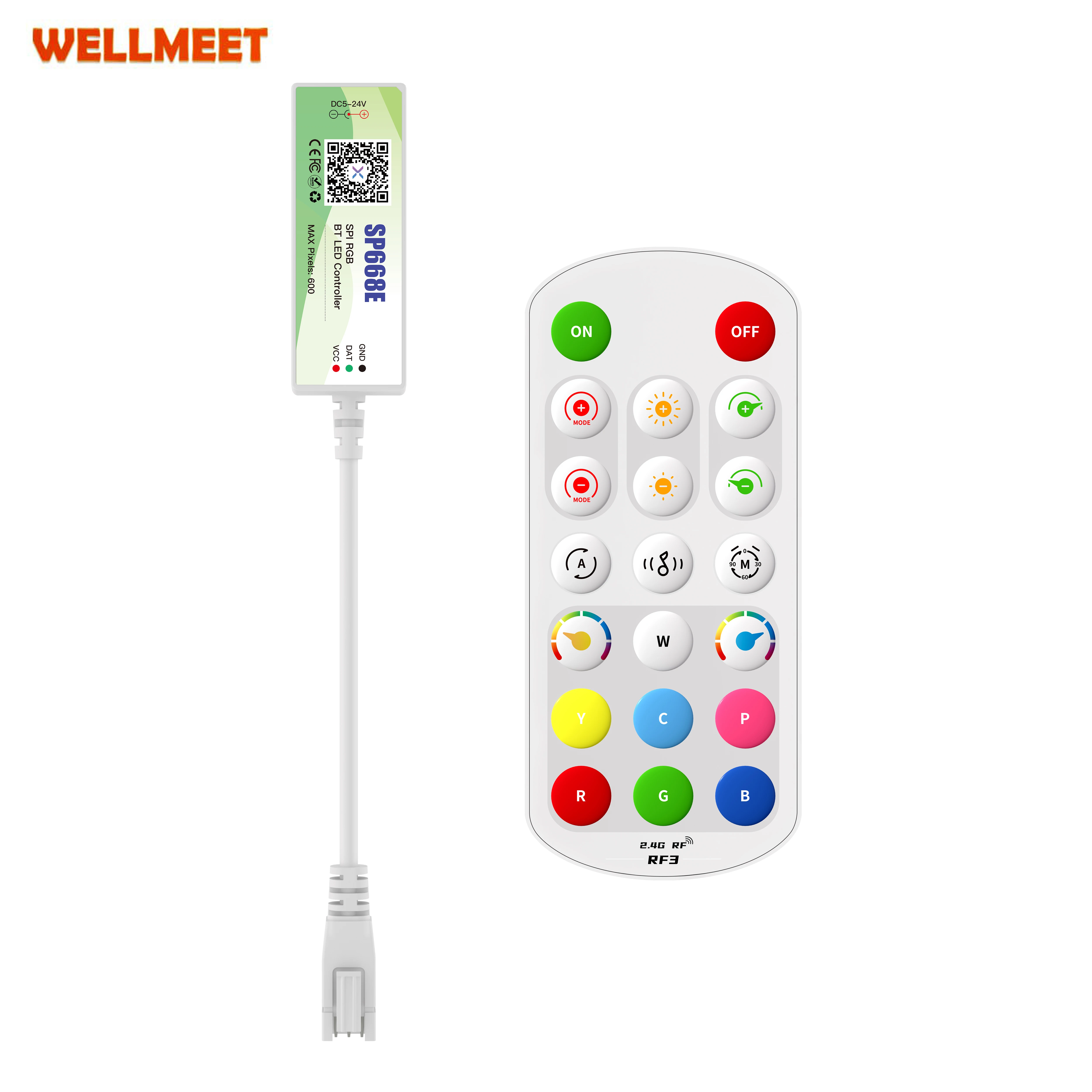 SP668E SPI RGB LED Controller 600 IC BT APP 2.4G RF Remote FCOB WS2811 WS2812B Music DIY Dynamic Effect Pixels Strip Light 5-24V