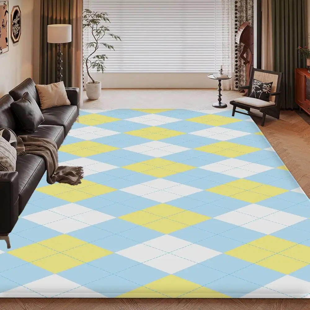 

Geometric Checkered Pattern Door Mat Nordic Style Home Doormat Bathroom-Toilet Mats Bedroom Bedside Mats