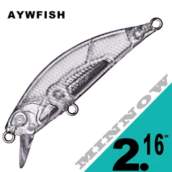 AYWFISH 15PCS Mini Sinking Minnow Unpainted Fishing Bait Transparent 5.5CM 4.2G Artificial Hard Small Shallow Diver Lure Blanks