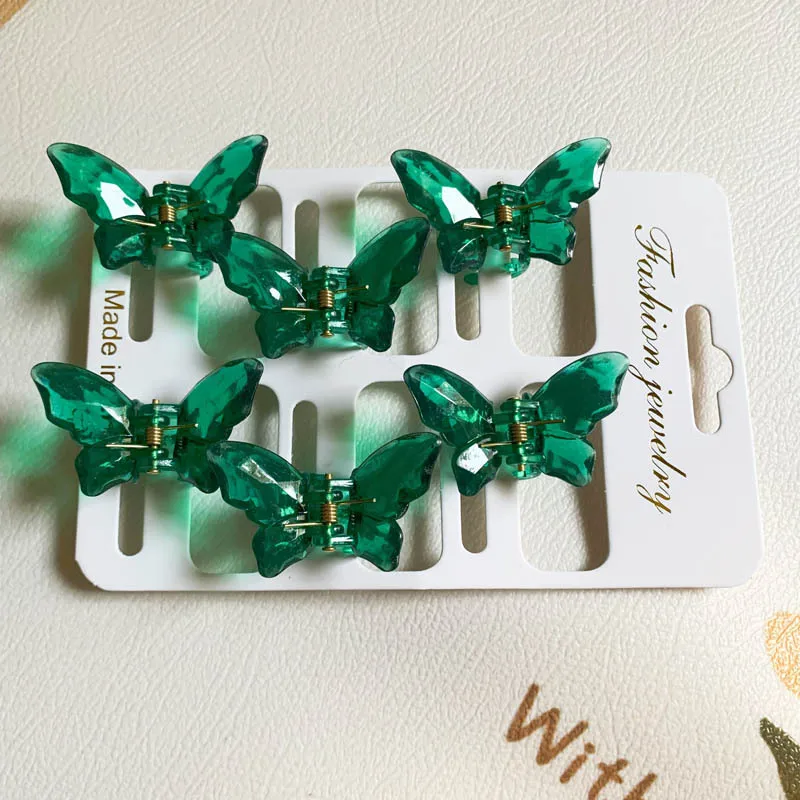 6Pcs/set Mini Colorful Transparent Haircrab Butterfly Small Hair Claw Clip Sweet Clamps Side Barrettes Hair Accessories Gift