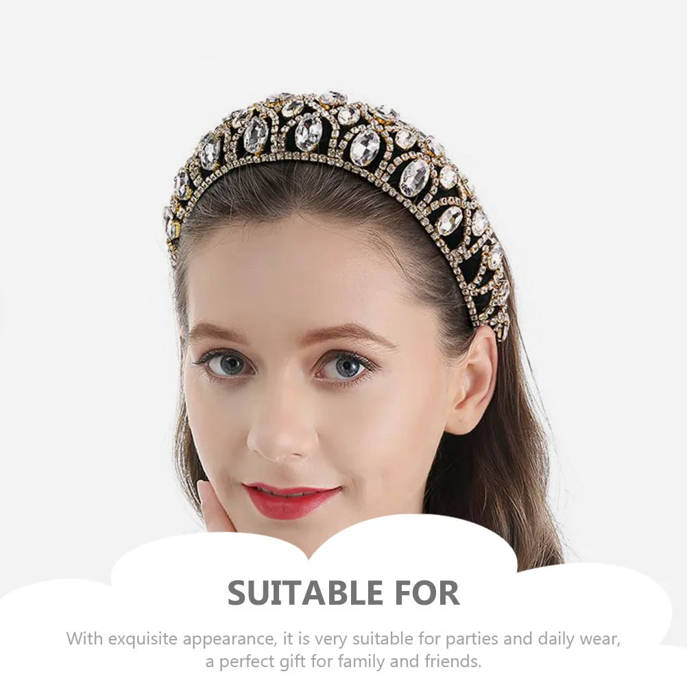 

Water Rhinestone Hairband Sponge Headband For Women Party Wear Baroque Style Fashion Hair Hoops Headdress Accessory
