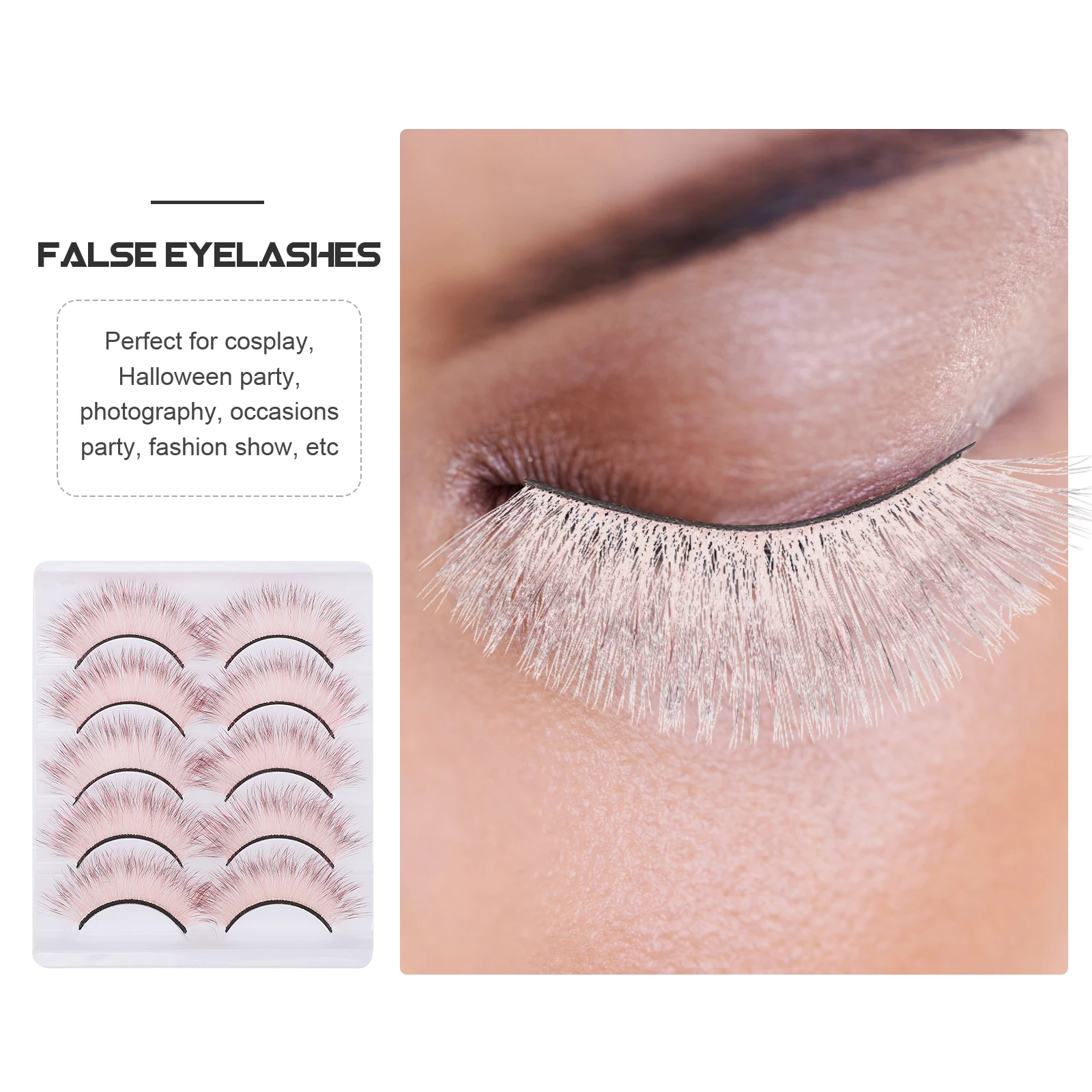 5 أزواج من الرموش الملونة أنيقة ثلاثية الأبعاد رموش صناعية لمكياج العين للهالوين مرحلة الأداء رموش تعزيز الجمال #4