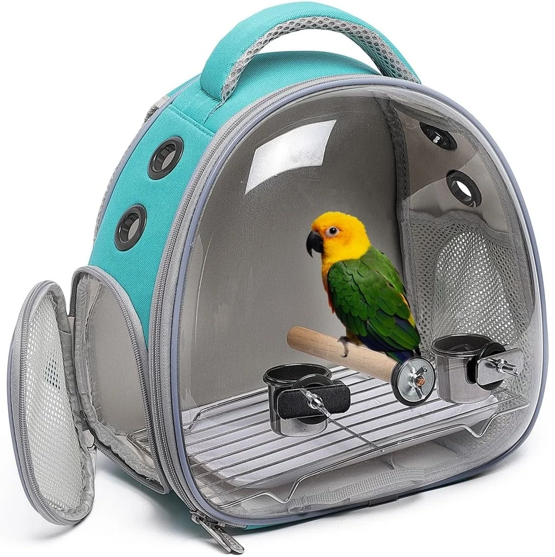 Imagem -03 - Pet Travel Cage com Poleiro Mochila Calopsita Papagaio Agapornis Conures Periquito Budgie Canário Animal Pequeno