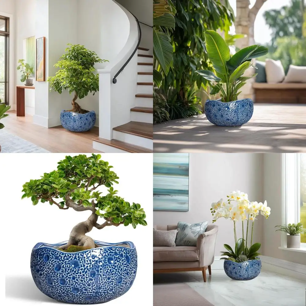 

13-дюймовые керамические горшки для растений, круглый уличный декоративный цветочный горшок для дома с дренажем, современный уникальный горшок, подарок для дома в саду, B