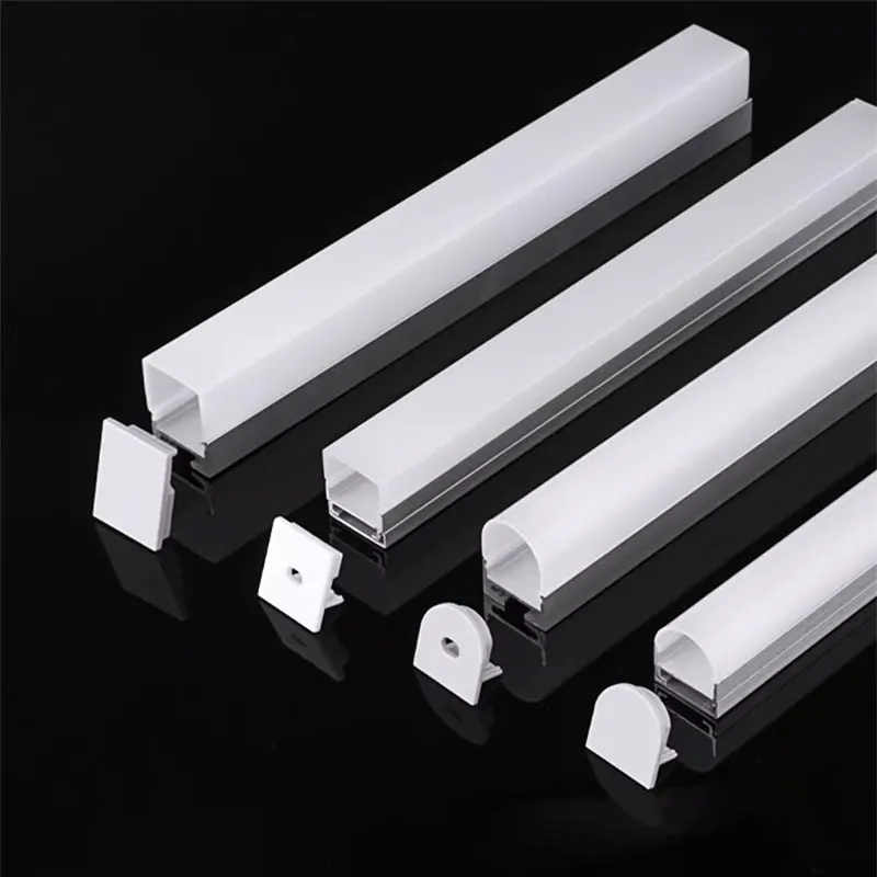 Round Tube Aluminum Profile Three-Sided Glowing Aluminium Linear Strip Surface Mounted Channel Diffuser Cabinet  Bar Strip Lamp