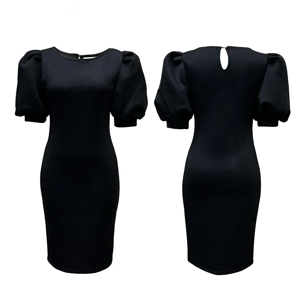 Summer Slim Designs Fashion Female Mini Evening Puff Sleeve Plus Size Ladies O-neck Casual Elegant Party Dress