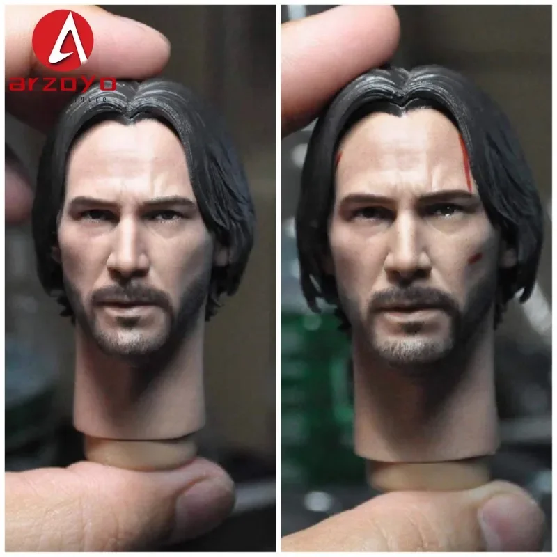 1/6 Keanu Reeves Head Sculpt Normal Injured Head Sculpt Carving Model Fit 12'' Male Soldier Action Figure Body Dolls