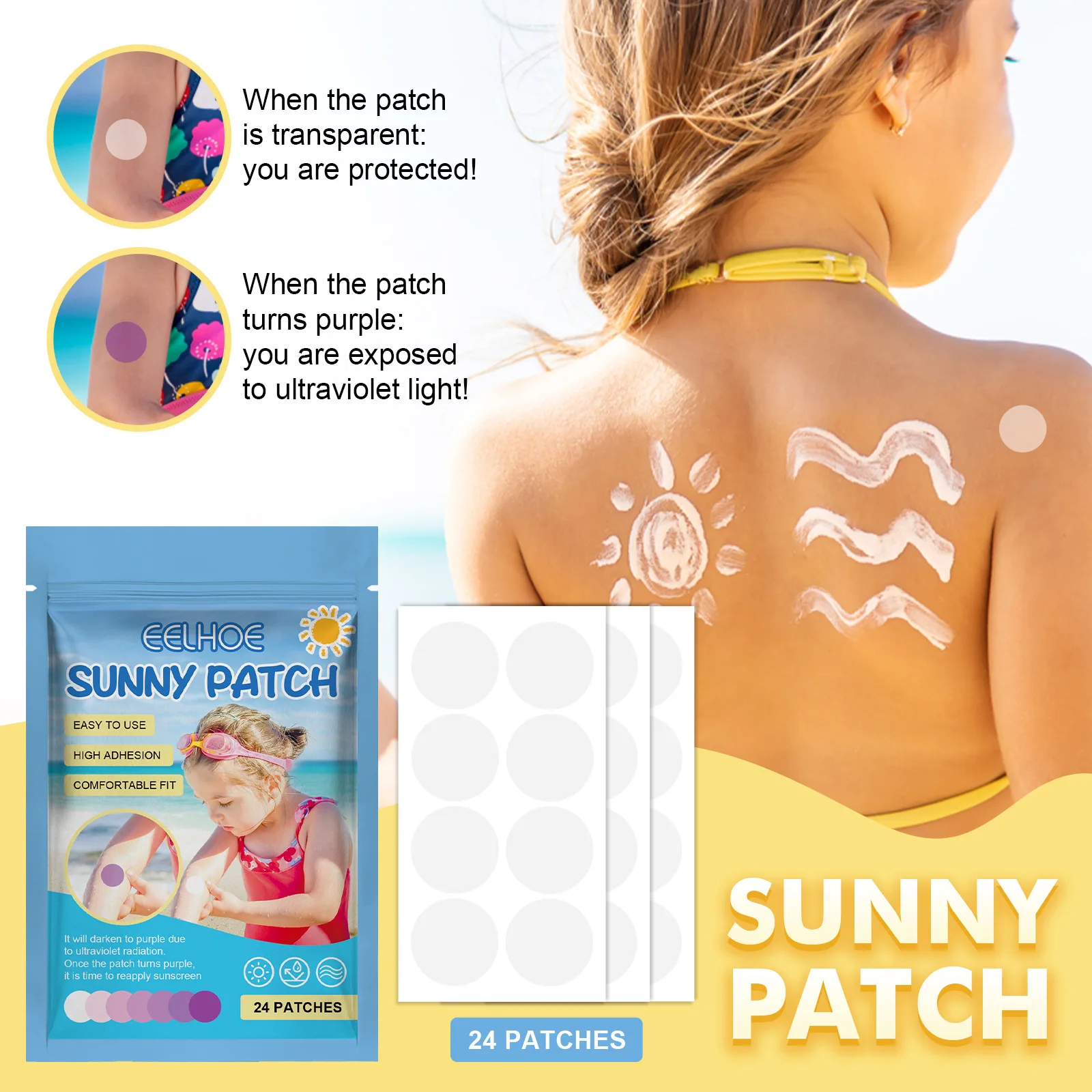 Sunscreen Patches Adult Children Sunblock UV Protection Beaches Parks Picnic Waterproof Self Adhesive Sunny Stickers Skin Care