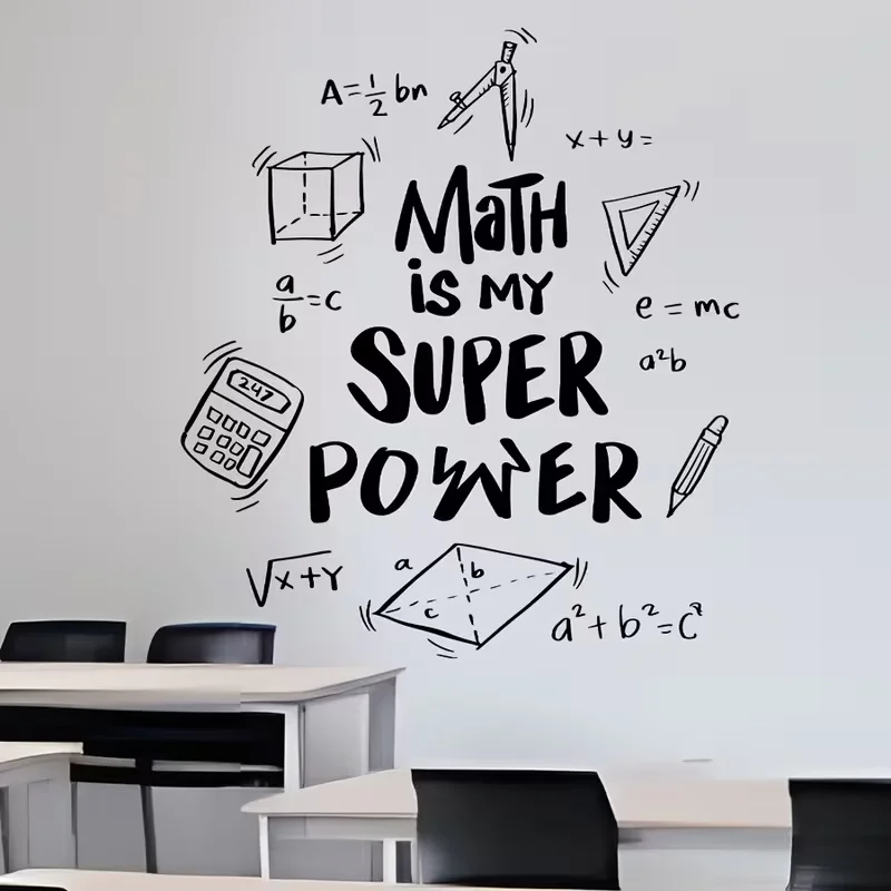 1pc Creative School Season Math Slogan Vinyl Wall Decals Sayings Art Lettering Wall Stickers for Bedroom Living Room Inspiration