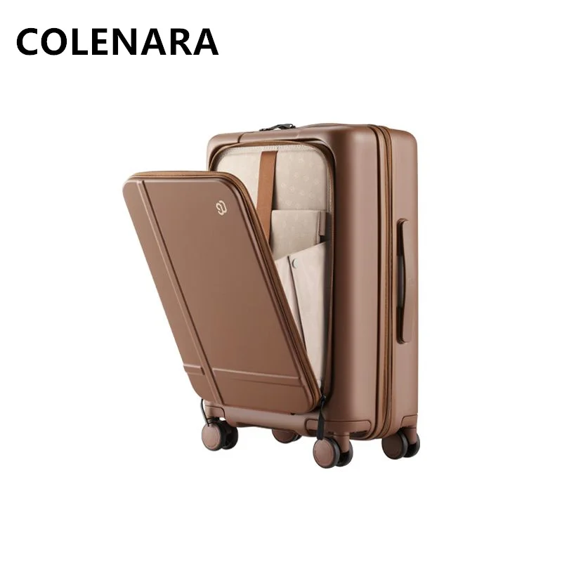 COLENARA Cabin Suitcase Front Opening Laptop Boarding Case 20 Inch Trolley Case 25