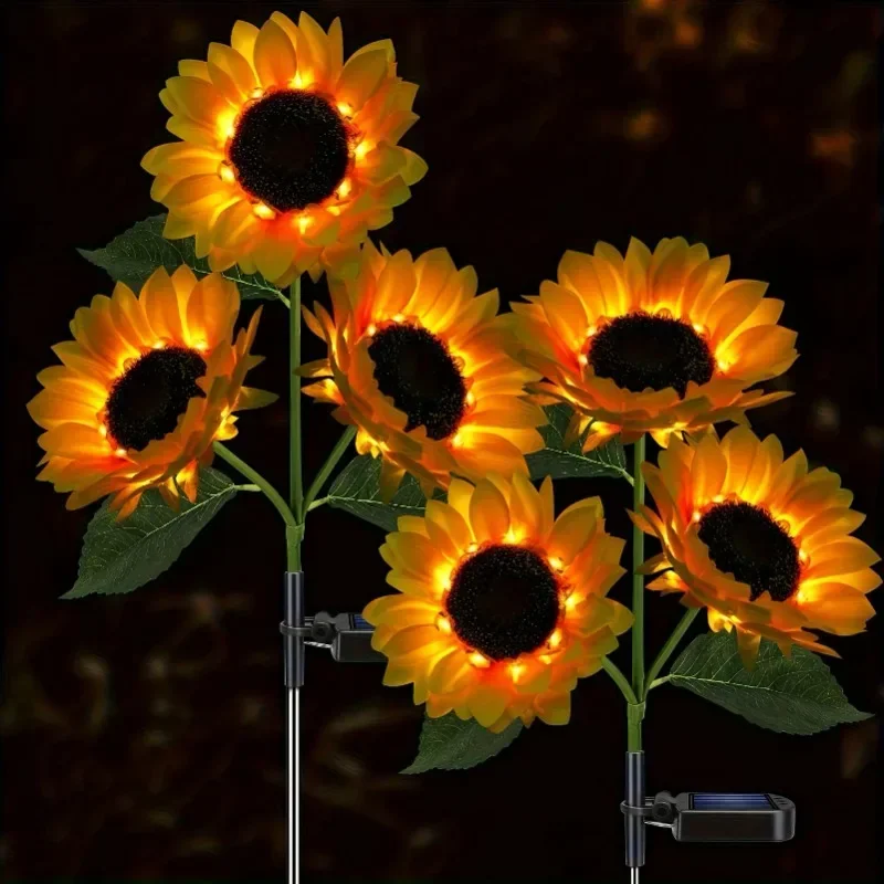 Solar Lights Outdoor Garden Decor Sunflower Ligts Waterproof Solar Outdoor Lamp Decorative Lights for Path Garden Patio Backyard