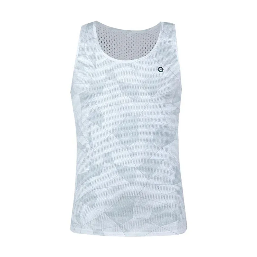 Mens Vest Mesh Running Breathable Sleeveless Quick-Dry Workout Marathon Tank Top Racerback Trendy Geometric Sporty Undershirt