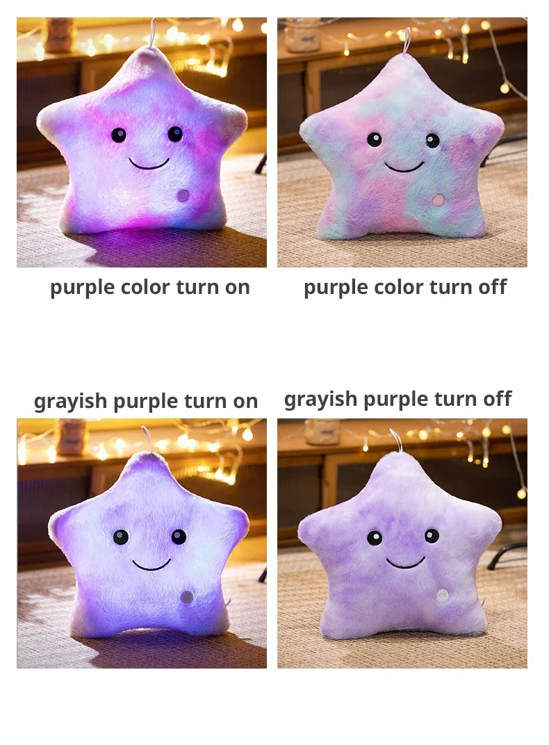 LED Licht Stern Plüsch Spielzeug Weiche Angefüllte Stern Kissen Puppe Glowing Plüsch Baby Kind Spielzeug Geburtstag Geschenk Home Deco – Detail 9
