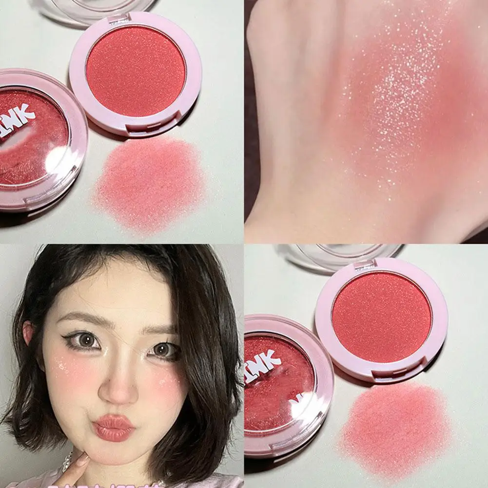 Blush fino cintilante em pó leite damasco pêssego ilumina natural rosto blush sombra fosca paleta de brilho monocromático highli i4j4