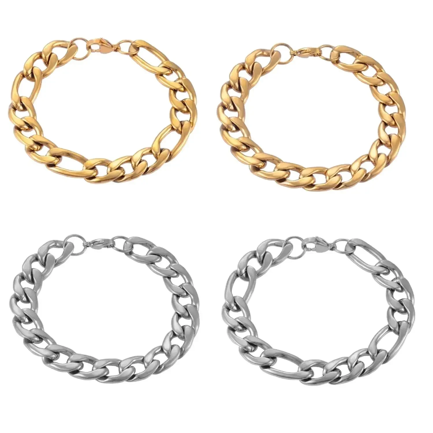 Stainless Steel Figaro Chain Bracelet High Quality Jewelry Hot Selling Classic Men and Women 11.5mm Width