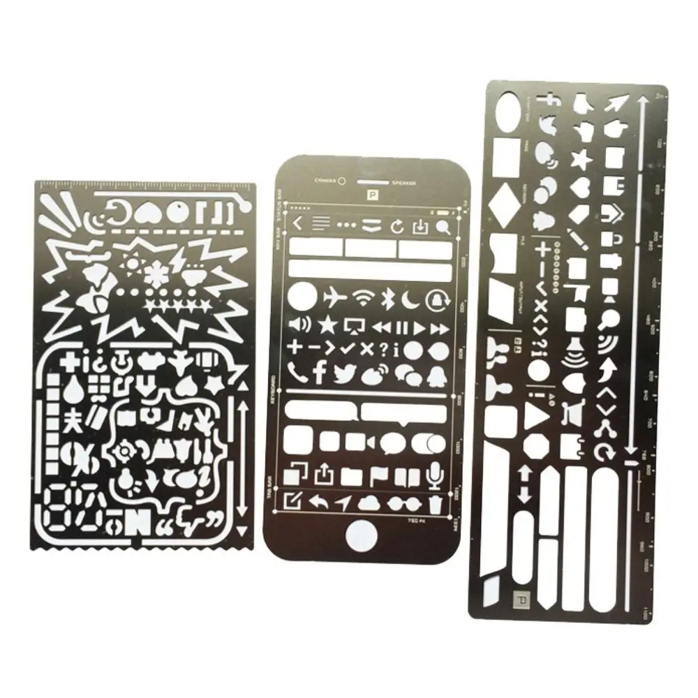Creative Stainless Steel Template Ruler Double-Sided Hollow Bookmark Ruler Portable DIY Drawing Ruler Diary Notebook Tool