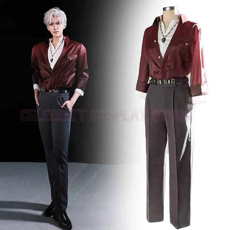 New Game Love and Deepspace Sylus Cosplay Costume Men Women Red Shirt Pants Suit Uniform Carnival Halloween Party Clothes Outfit