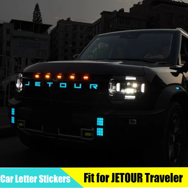 Car Letter Stickers Change Color Film Fit for CHERY JETOUR Traveler T2 2023+ Daytime Running Light Wheel Eyebrow Light Stickers