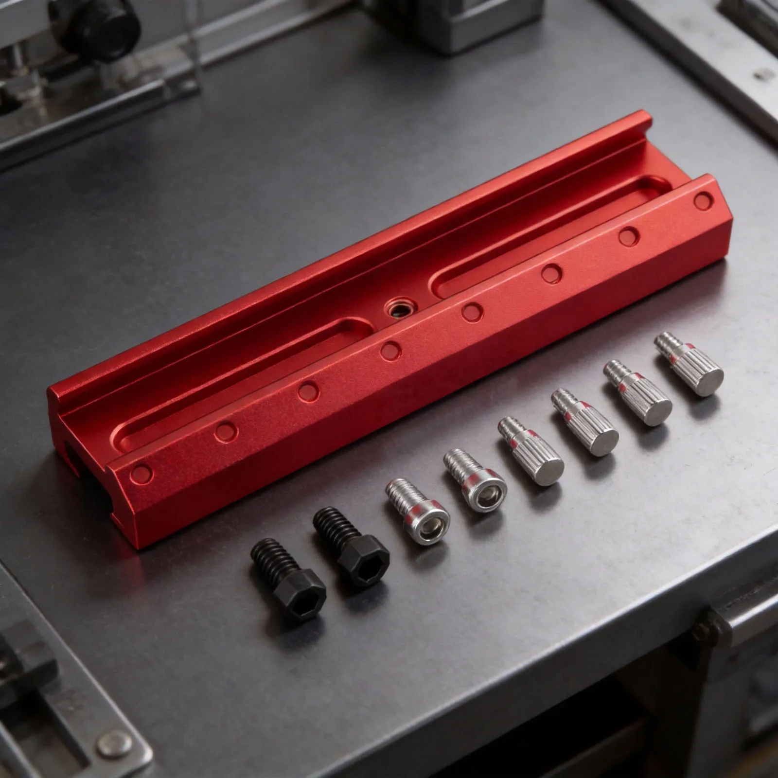 Adjustable Finderscope Base with Dovetail Plate and Extension Slots for Telescope Alignment and Counterweight Optimization