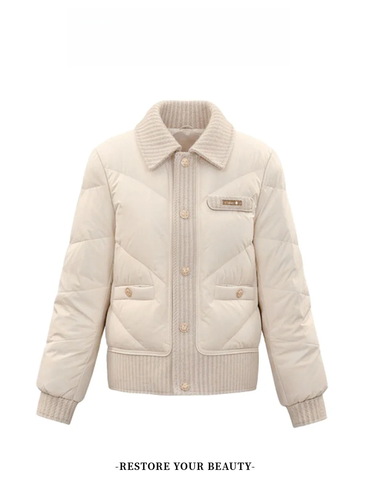 

Женская хлопковая куртка с воротником, укороченная, с длинными рукавами, модная, стройнящая, омолаживающая, универсальная зимняя верхняя одежда