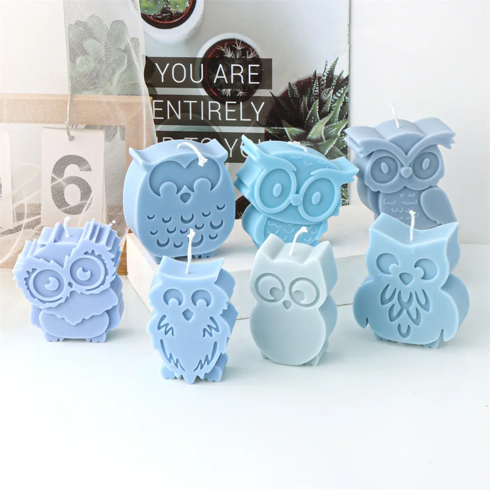 

Cartoon Flat Owl Silicone Candle Mold Creative Aromatherapy Plaster Desktop Decoration Epoxy Resin Molds Candle Making Kit