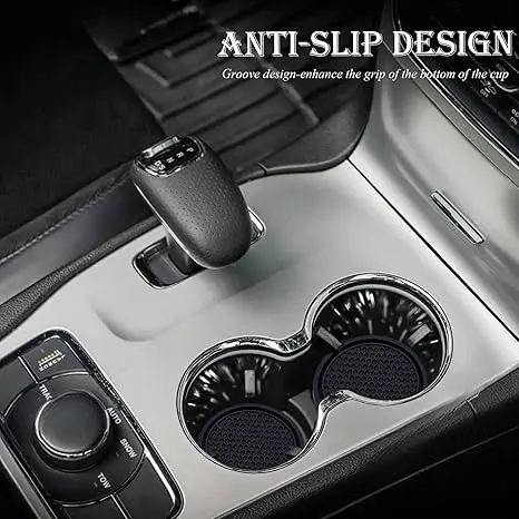 Conjunto de 2 Porta-Copos para Carro, Suporte Universal Antiderrapante Embutido em Silicone, Acessórios para Interior de Carro, Preto
