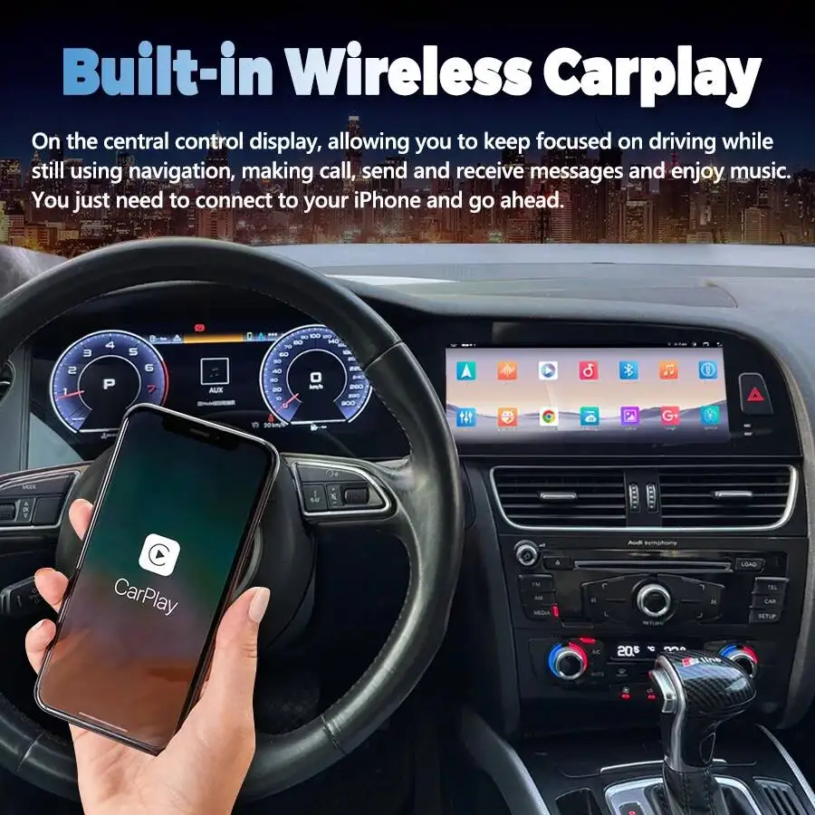 12.3+10.25" Android Auto Dual Screen For Audi A4 A5 A4L S5 B9 RS4 RS5 Q5 2009-2016 Car Multimedia Bluetooth GPS Carplay DSP WIFI view 3