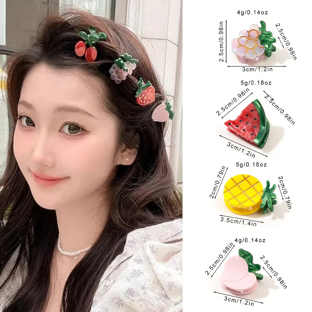 

Cartoon Fruit Acetate Hairpin Cute Little Grab Strawberry Lemon Cherry Grape Bangs Broken Hairpin Top Clip Hair Accessories