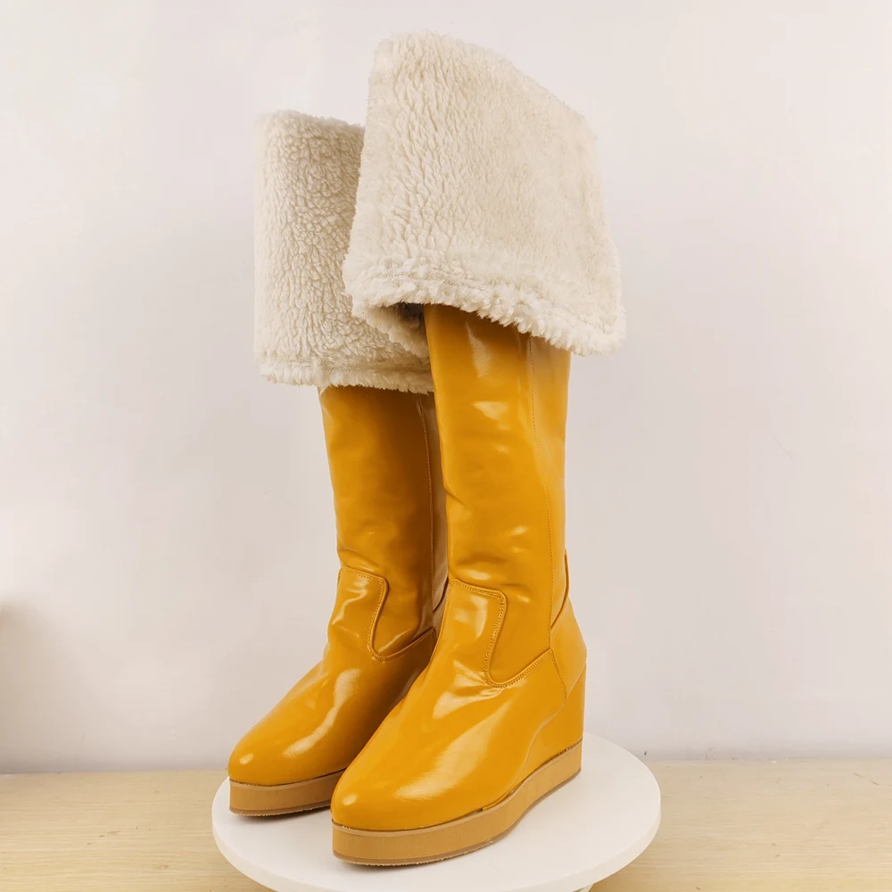 منصة الموضة عالية الكعب إسفين فوق الركبة عالية الفخذ أحذية عالية أحذية النساء Zapatos Mujer
