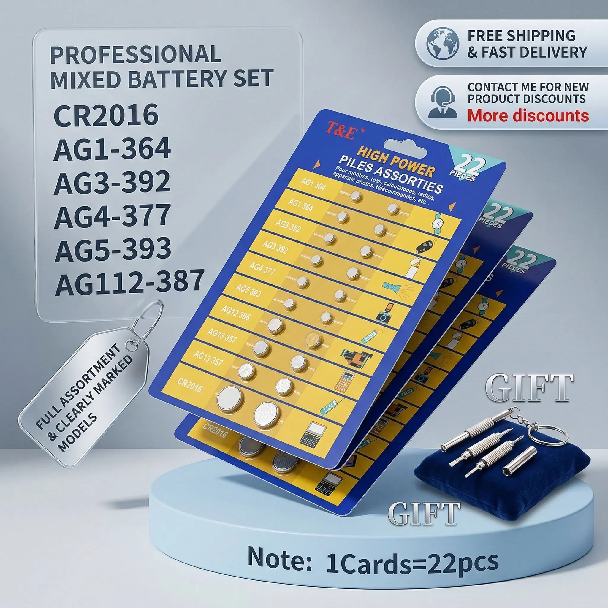 

Mixed 22PCS 1.5V Coin Battery AG1 AG3 AG4 AG5 AG12 AG13 LR44 LR41 LR621 LR754 377 CR2016 Button Cells for Watch Toy Remote