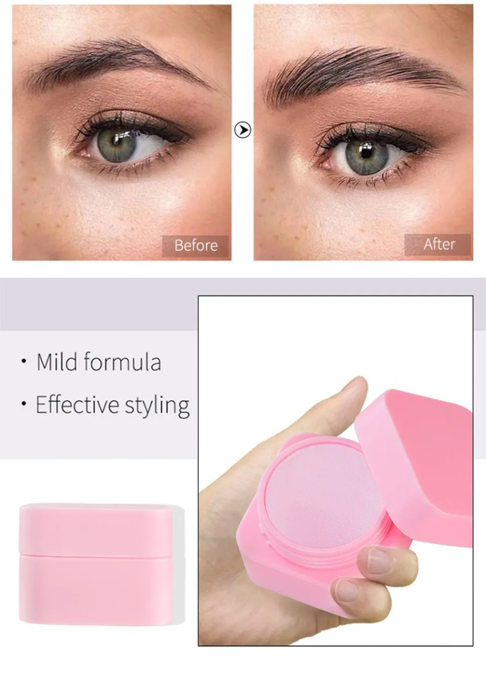 Logotipo personalizado sobrancelha estilo sabão gel cera tamanho grande forte segurar fixador de sobrancelha natural marca própria maquiagem vegana atacado