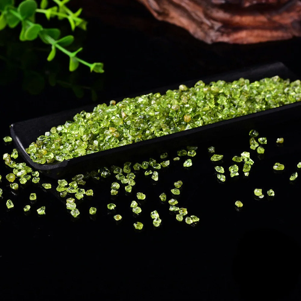 2-4mm Beautiful Natural Peridot Olivine Chips Polished Gravel Stone Reiki Healing Crystal Mineral Specimen DIY Garden Decor