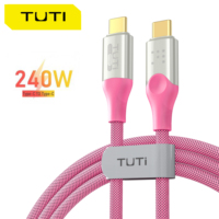 TUTI 240W Long Braided USB C to USB C Zinc Alloy Cable 3.89FT Pink for MacBook pro iPhone iPad Pro/Air Samsung Switch