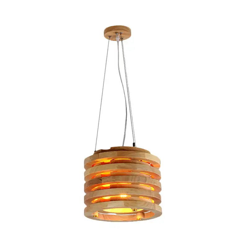 ！@Minimalist Wood Grain LED Pendant Light Irregular Wooden Chandelier D20xH40cm Engraved Reusable for Living Room Restaurant