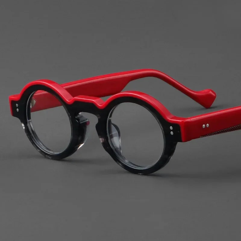 

KIZN Retro Anti-blue Discolor Glasses Frames Men Round Prescription Optical Eyeglasses Acetate Myopia Women Eyewear -0.5 to-6.0