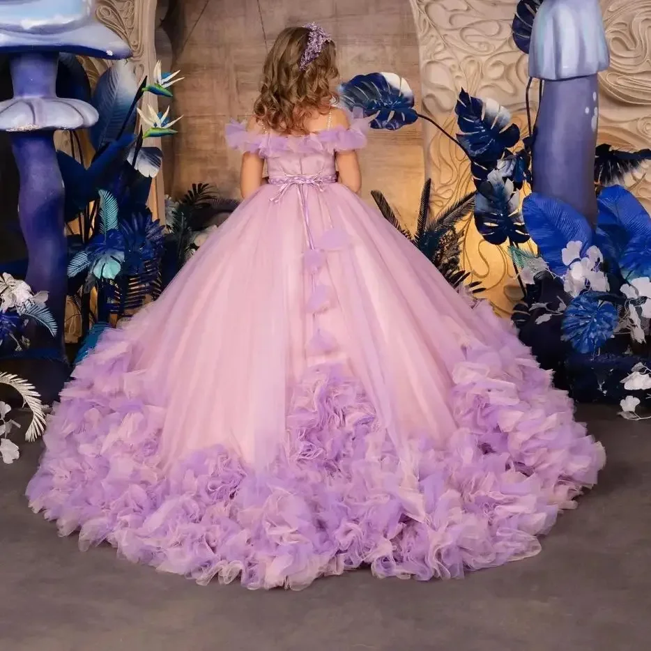 Custom Luxury Dress Female Wedding Guest Gown Girls Wedding Dress Luxurious Birthday Party Gown Ruffle Tulle Pageant Runway