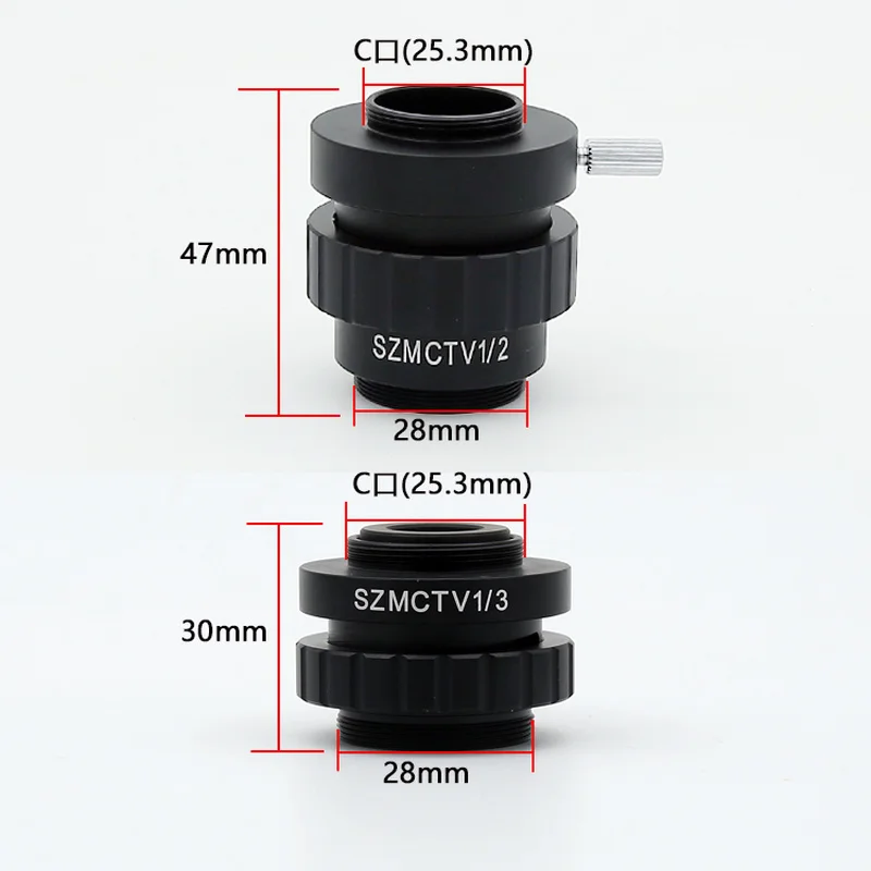 SZM CTV 1/2 1/3 1X Adapter 0.3X 0.5X C Mount Lens Adapter for Trinocular Stereo Microscope HDMI VGA USB Video Camera