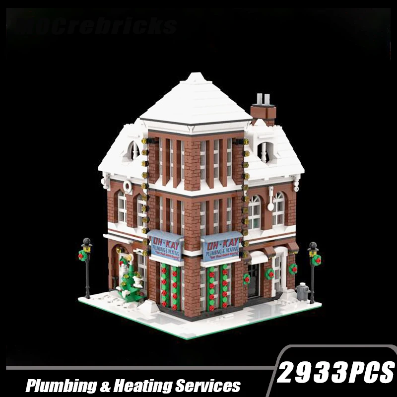 MOC-166669 City Street Scenery Plumbing & Heating Services Building Modularization Building Block Assembly Model Brick Toy  Gift