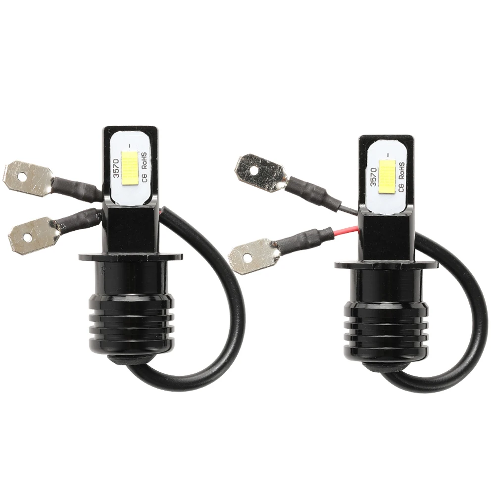 2Pcs H3 LED Headlight Bulb Canbus No Fan High Beam 6500K White Yellow Car LED Fog Light Driving Lamp DRL 12V Mini Design